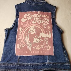 Janis Joplin Upcycled Cat & Jack Denim Vest Size XL 14/16